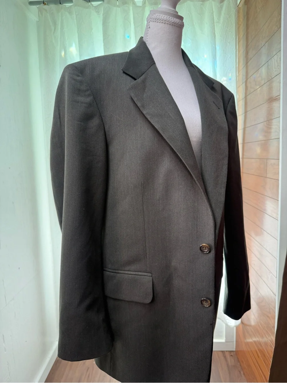 Oscar de la Renta Men's Black Two-Button Blazer